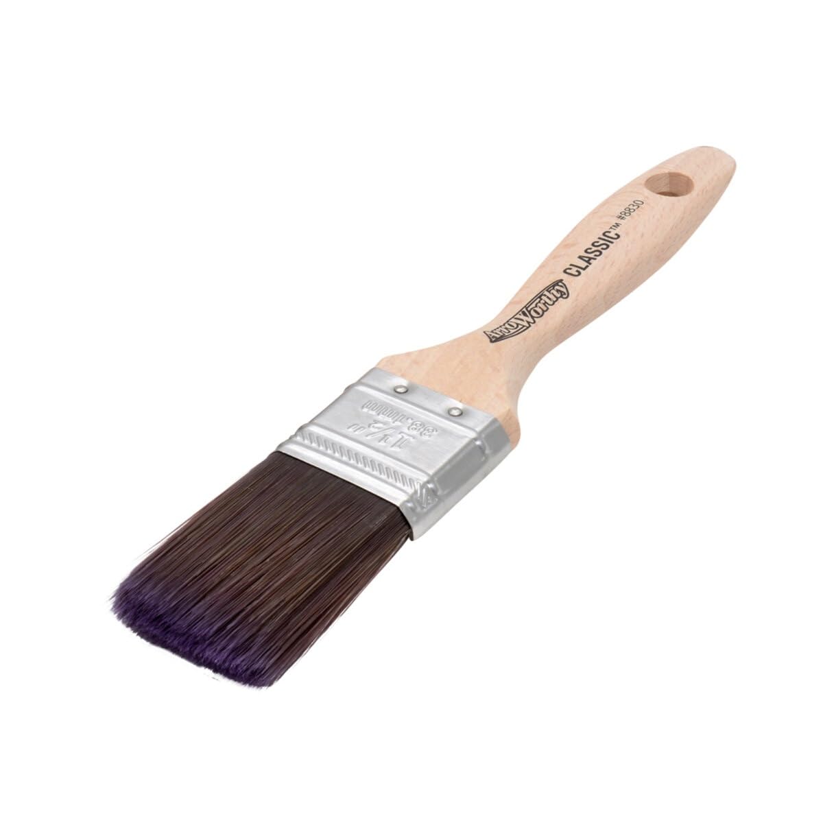 ArroWorthy Classic Paint Brush - 1.5 inch - Nylyn Bristles - Semi Oval Angled - Beaver Tail Handle