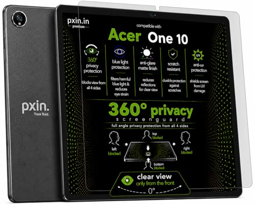 Image of Pxin 360 Pro Privacy Screen guard compatible with Acer One 10 | Anti Glare | Anti UV | Anti Blue | Anti Reflection | Privacy Filter | Unbreakable Build