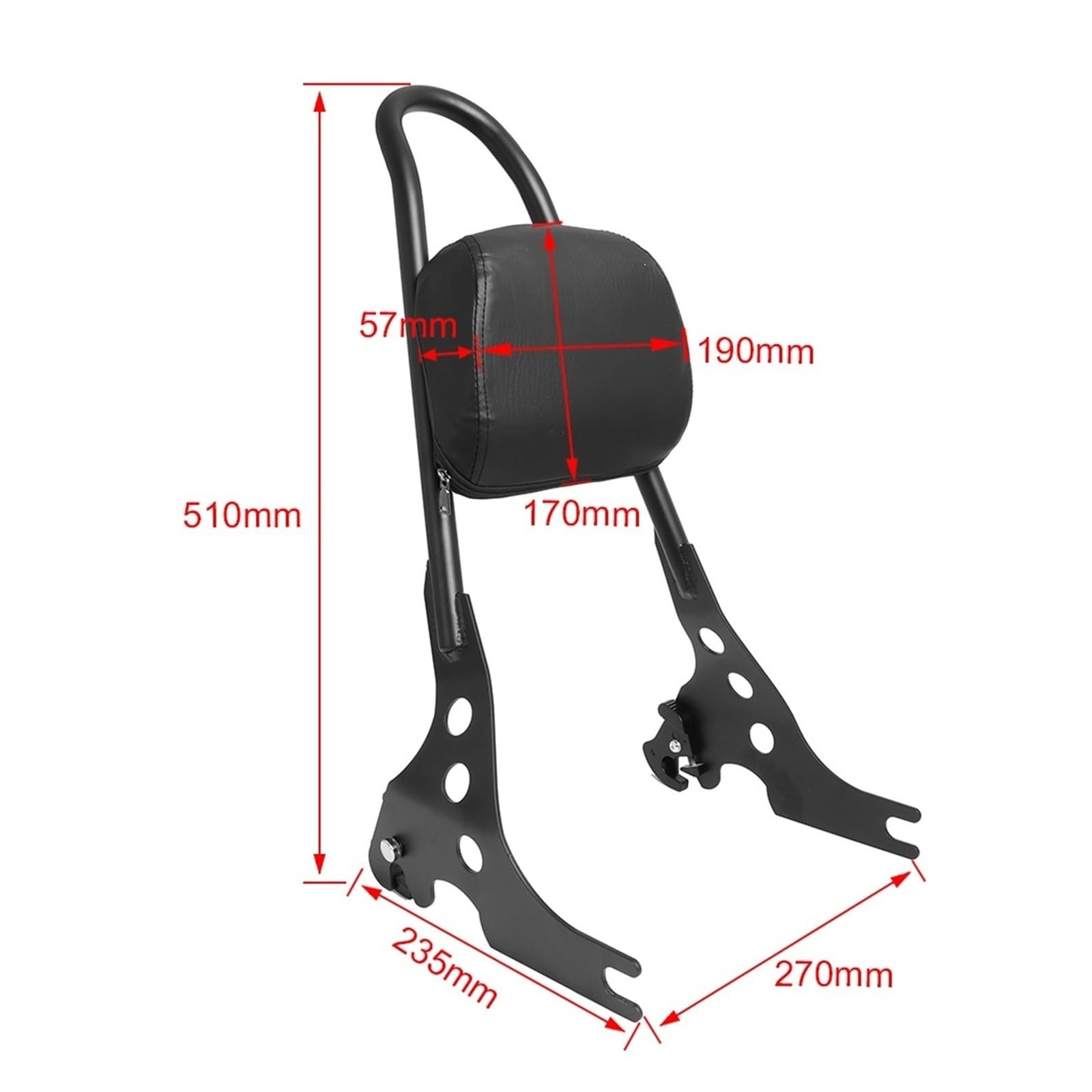 Cuscino Schienale Sissy Bar Portabagagli Cuscino Per Schienale Posteriore Sissy Bar Staccabile Per Moto, Adatto Per Harley Sportster XL 883C 883R 1200R 1200C XLH(Silver)