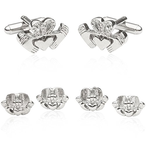 Cuff-Daddy Irish Claddagh Silver Cufflinks & Studs with Presentation Box