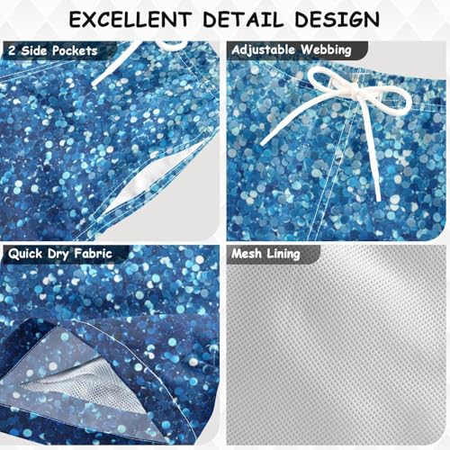 Pigsaly Boys Swim Trunks Ocean Ice Blue Sea Gradient Flashing Glitter Boys Board Shorts Swimsuit Swimwear Bathing Suit 2T3