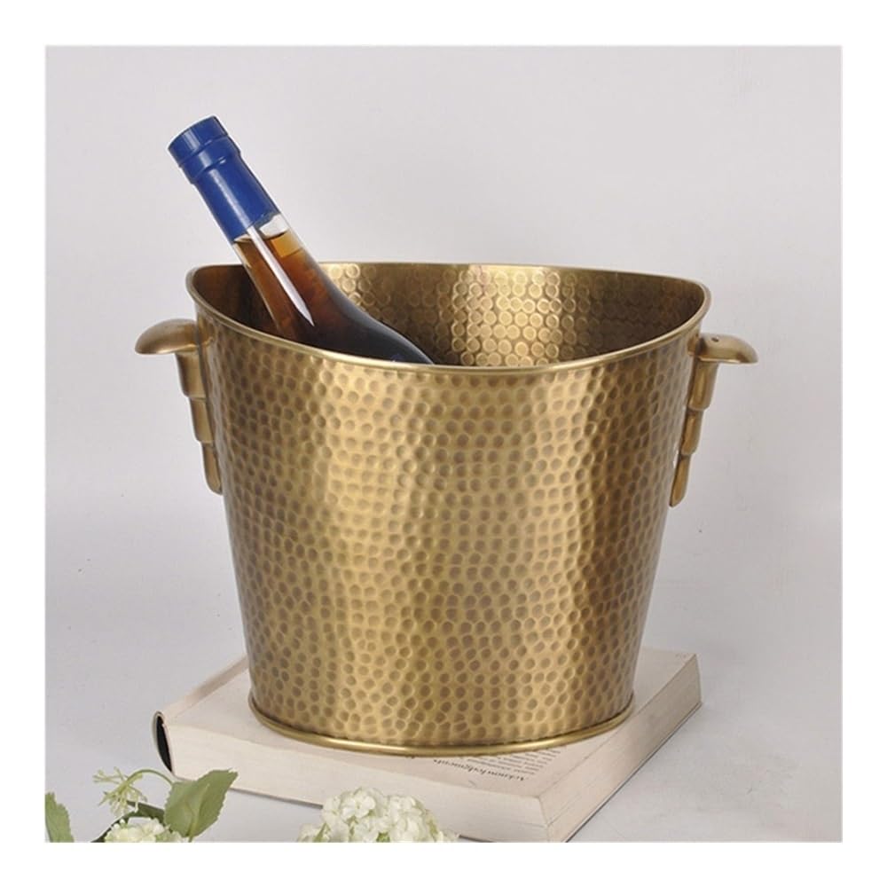 Secchiello per il ghiaccio, Secchiello for il ghiaccio martellato fatto a mano in ottone squisito, secchiello for vino rosso champagne, set da vino, ornamenti decorativi for soggiorno per casa, feste,