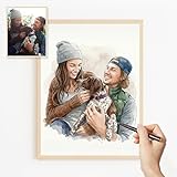 Transparent Gift Póster con Ilustración en Acuarela de Foto Personalizada. Cuadro y Decoración Personalizada para el Hogar. Regalo Personalizado para bodas, aniversarios, parejas y familias.