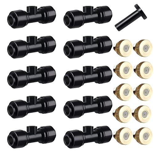 HUAZIZ Système D'irrigation Système de Brumisateur Extérieur Kit,Buse de Pulvérisation en Laiton pour Jardin,Atomiseur Buse,Avec 10 Buses pour Jardin...