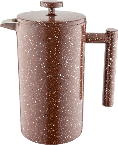 Café Olé CFD Granite Cafetière, doppelwandiger Körper aus Edelstahl 18/10 und Siebfilter, Oberfläche in Rotgranitoptik… – Ansicht 1