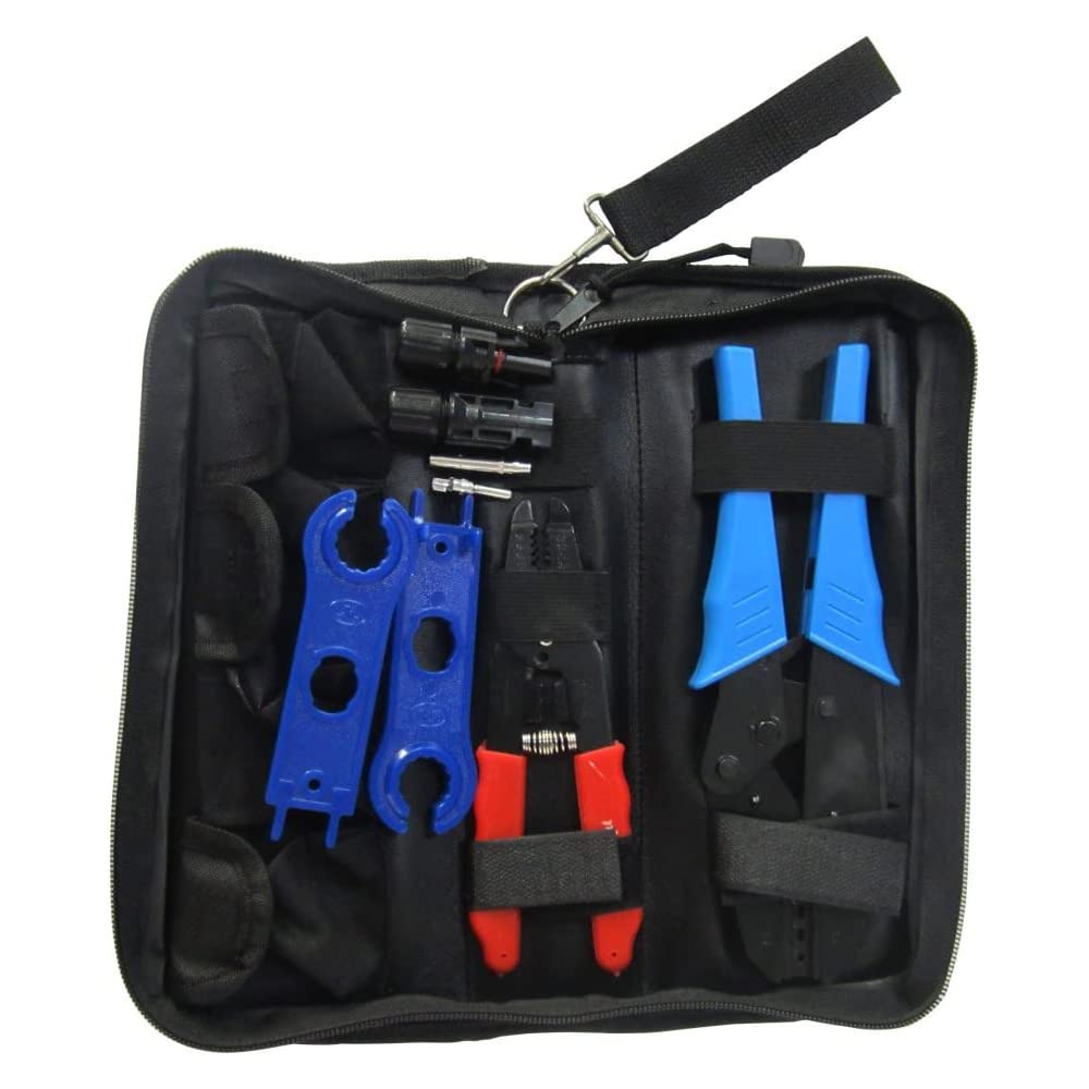 Set di strumenti di crimpatura per connettori per cavi per pannelli solari M-C Style Quattro Dimensioni 2.5/4/6 mm2 2 pinze crimpatrici 2 chiavi dritte una coppia di connettori maschio/femmina
