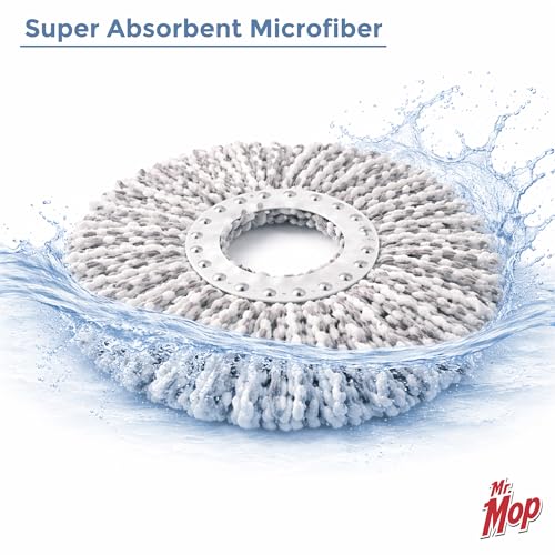 Image of 360 Rotating Magic Spin Microfiber Mop Refill for Floor Cleaning | Bucket Mop Head Replacement Accessories (Pack of 2) - Grey