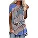MGUOTP Haut Femme Wrap Longue Col Rond Tunique Halloween Imprimé Habillé Tunique Femme Manches Courtes Coton Vintage Respirant Lockeres
