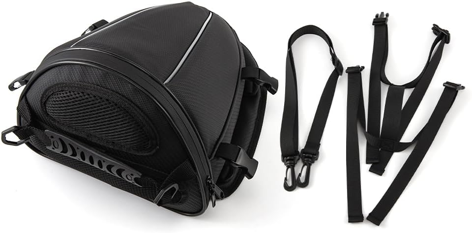 Motorcycle Tail Bag Multifunctional Waterproof Polyester Storage Saddle Bag, Outdoor Sports Motorbike Rear Seat Light Tank Handbag Tool Carry Pouch 35x25x20cm with Shoulder Strap