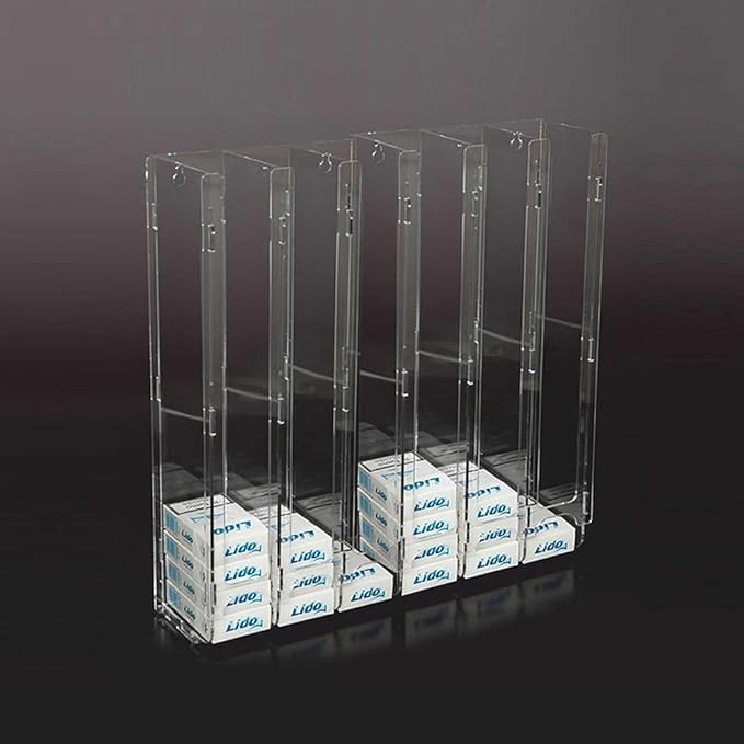 Espositore a colonna in acrilico trasparente per pacchetti di sigarette - Dispenser da tavolo o da banco per arredo tabaccherie e ricevitorie disponibile in 3 formati (6 colonne)