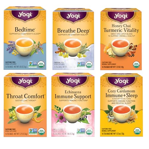 Yogi Get Well Tea Sampler (6 pk, 16 ea) - Organic Herbal Teas for Immune Support