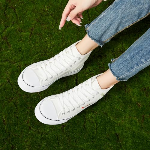 Image of ZGR Womens High Top Canvas Sneakers,Lace-up Canvas Shoes,Casual Tennis Walking Shoes