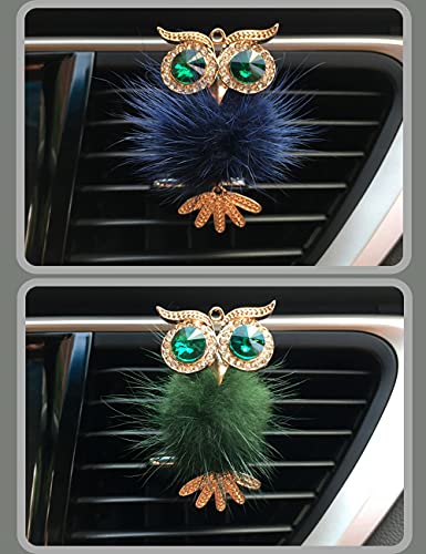 Image of Car Diffuser Vent Clip,2pcs Owl Cute Car Air Freshener,Bling Crystal Car Air Vent Clip Charms Car fresheners for Women (Dark Blue,Black Green)