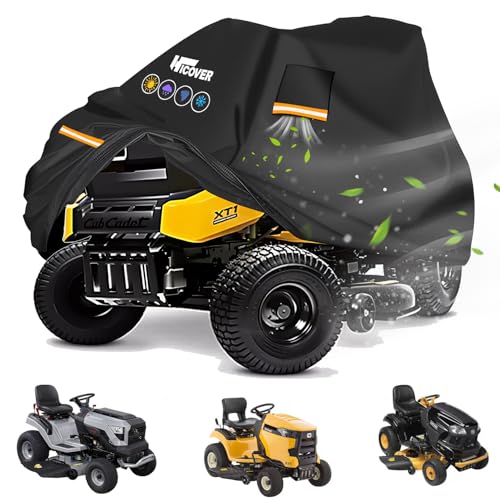 Hicover Housse pour tondeuse à gazon – Housse de tracteur 600D robuste, imperméable et coupe-vent avec aérations pour John Deere, EGO, Toro, Craftsman,...