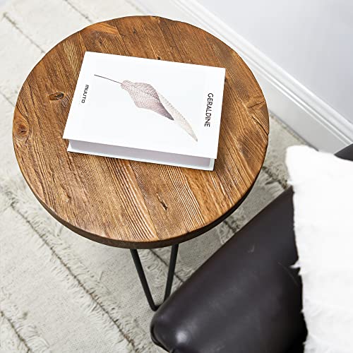 Warmaxx Round Reclaimed Pine Wood Side Table 15"X15"X20"H Accent Stools Vintage Wooden Slab Coffee Live Edge Tables Solid Rustic Plant Stands End Tables For Living Room Patio Bedroom Nightstand #TOP2