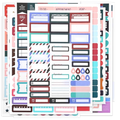 16 Sheet 1500+ Planner Stickers, Colorful Calendar Stickers to Remind to Do Daily Tasks, Journaling, Decorate Your Planner Accessories
