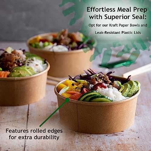 Galashield Disposable Bowls with Lid | Meal Prep Paper Bowls | To Go Salad Ramen Food Containers with Lids (33 oz - 25 Sets) by Galashield - Image 6