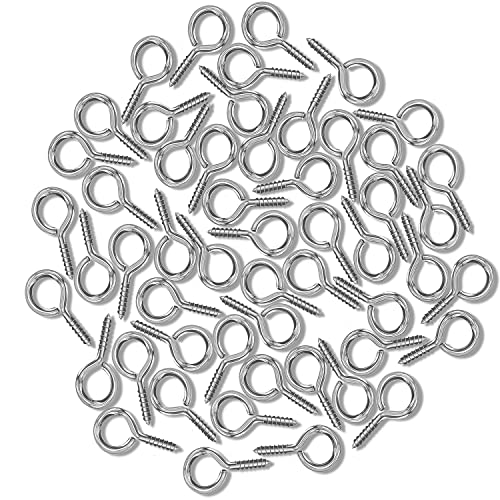 100Pcs 1 Inches Small Screw Eye Pins, Eye Pins Hooks, Eyelets Screw Threaded Silver Clasps Hooks Eye Screws, Silver Color Zinc Plated Eyelet Hooks. #TOP12