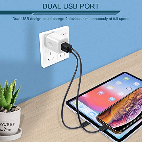 Image of USB Wall Charger, Foldable Charger Adapter, AILKIN 2Pack 2.4Amp Dual Port Quick Charger Plug Cube AC Travel Box for iPhone 17 16 15 14 Pro Max 13 12 11Pro Max /XS /XR Plus, Samsung Galaxy