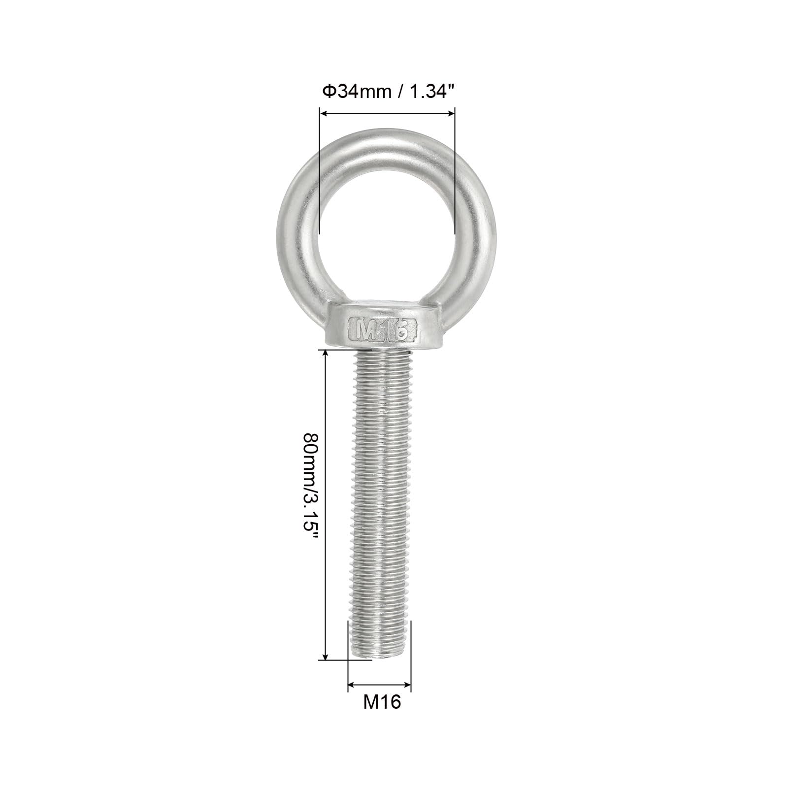 PATIKIL M16 x 80mm Lifting Shoulder Eye Bolt - Image 2