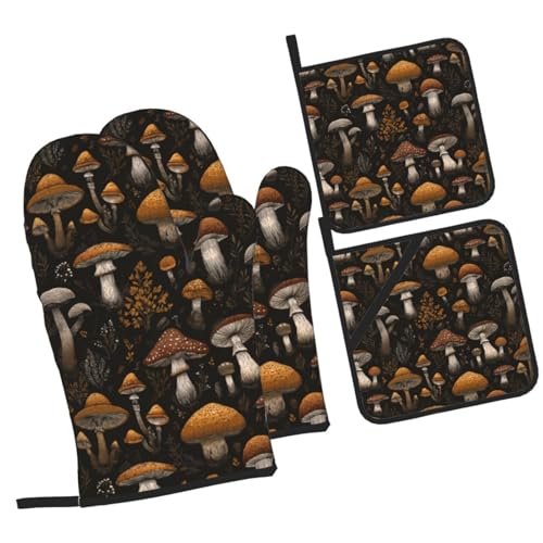 Gants de cuisine et maniques feuille de champignon avec boucle de suspension - 2
