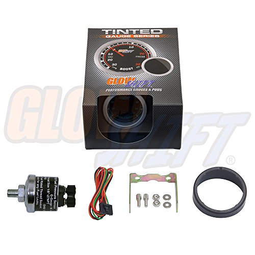 GlowShift Tinted Series 100 PSI Fuel Pressure Gauge Kit Includes