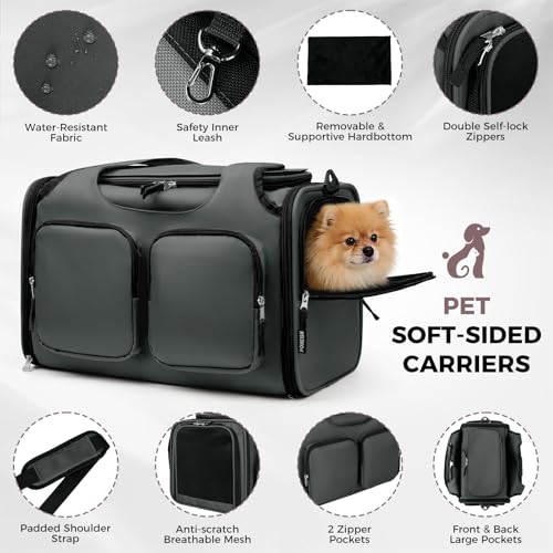 Image of Dog Cat Carrier Airline Approved Collapsible Soft-Sided Pet Travel Bag