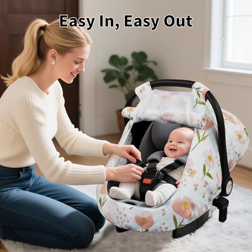 Image of Elstey Car Seat Cover Baby Boys & Girls, 3D Minky Dot Infant Carseat Canopy
