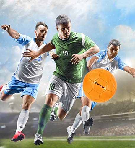Image of Soccer Ball - Boys and Girls Official Match Ball with Cool Reflective Rainbow Hex Pattern, for Indoor, Outdoor, Playtime and Games - Iridescent Orange Size 4