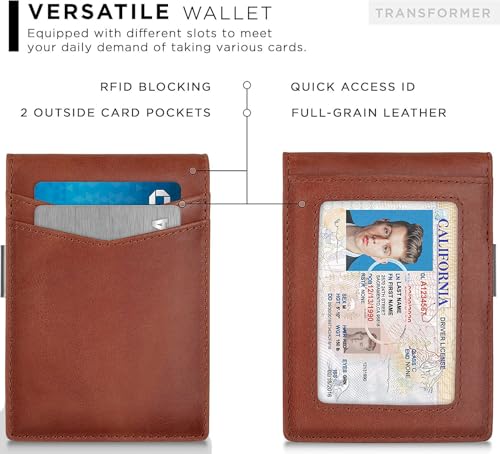 Image of Contacts Credit Card Wallet - RFID Blocking, Minimalist Mini Bifold for Men | Holds up to 11 Cards Including 1 ID Window and 1 Bill Compartment (Tan)