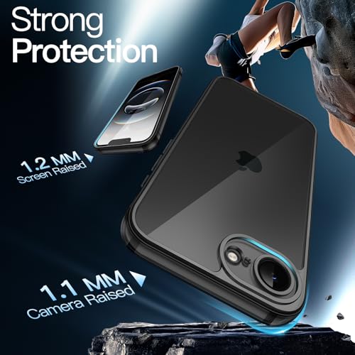 Image of JETech Cover Case for iPhone 17e (2026) / iPhone 16e, Non-Yellowing Shockproof Phone Bumper Cover, Anti-Scratch Clear Back, 6.1-Inch Display (Black)