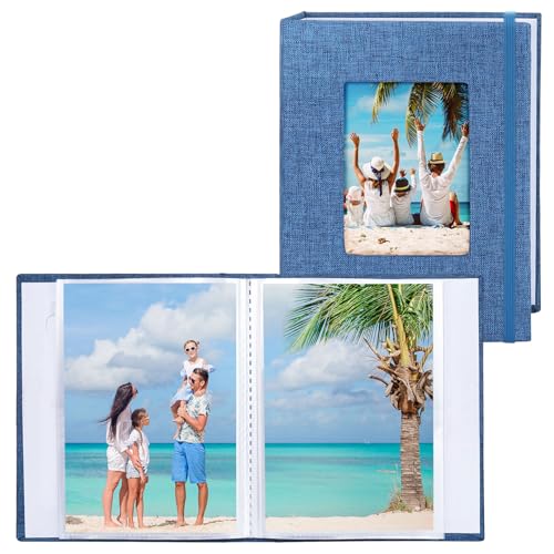 Vienrose Álbumes de Fotos Pequeños 15x10cm Fotos, 2 Paquetes de Mini Álbumes de Fotos con Cubierta de Lino, 26 Páginas con Capacidad para 52 Fotos, Obras de Arte o Postales