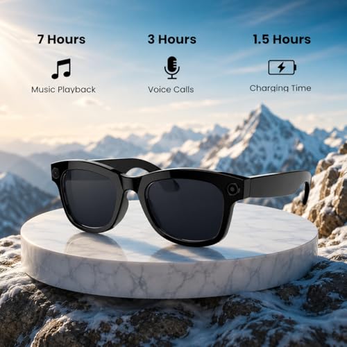 Image of Futopia AIVIS-M AI Smart Glasses|8MP Camera|IP67 Waterproof Black Frame|Photochromic Lenses|32GB Memory|Photo & Video|AntiShake Photography ChatGPT AI|Real-time multilingual Translation|Built in WiFi