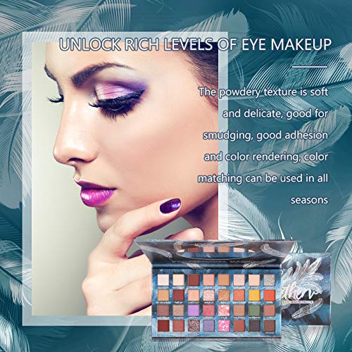 Mimore Paleta de sombras de ojos de maquillaje de 32 colores, paleta de sombras de ojos metálicas con brillo mate… - Imagen 3