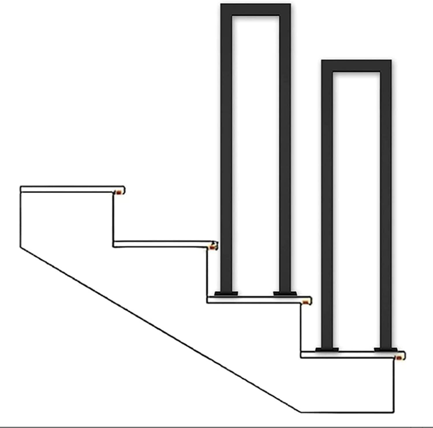 Barre d'appui noire en fer forgé en U main courante escalier extérieur et loft