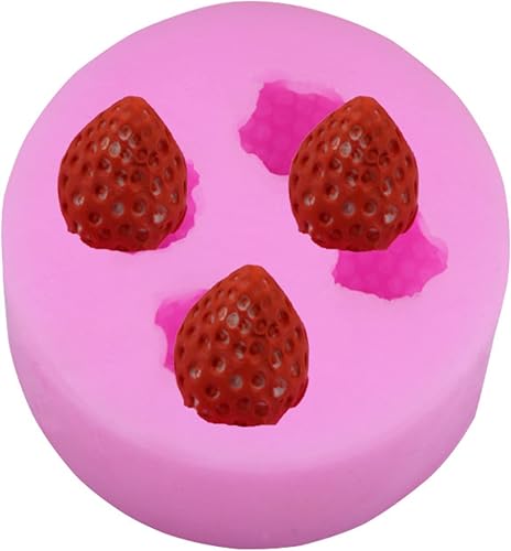 Fondant Mould 3 Pieces Strawberry Silicone Mold Sugar Flip Chocolate Cake Decoration Mold DIY Baking Mold