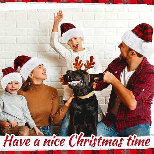 Image of Vicenpal 20 Pcs Santa Hats Bulk Plush Christmas Hats for Adults Women Men Holiday Party Costume(Red, Black)