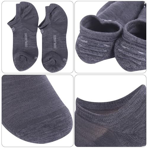 Image of ZEAL WOOD 3 Pairs Merino Wool No Show Athletic Socks For Men Women Ankle Running Golf Tennis Low Cut Hiking Socks