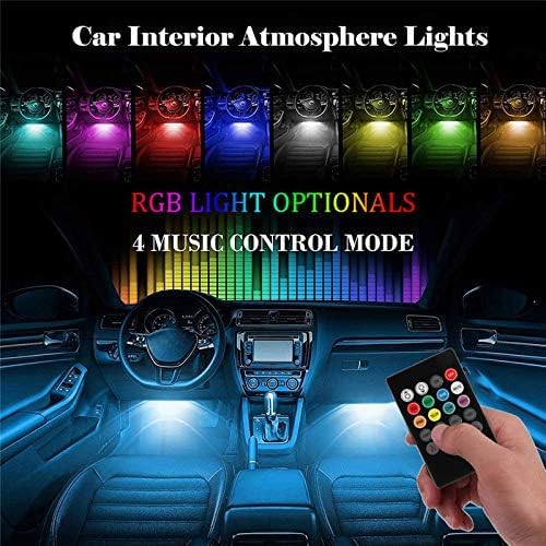 12 LED Multicolor Music Controlled Sound Activated for Car Interior Atmosphere Light (Works with All Cars)