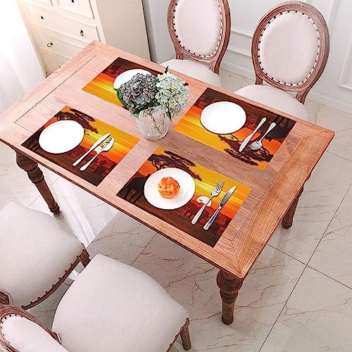 Sets de table en vinyle antidérapant résistant chaleur 30x45cm motif coucher de soleil