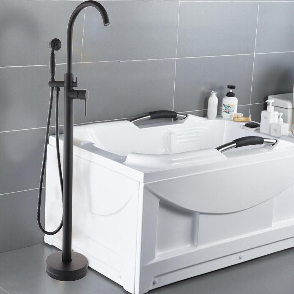 SWENEEN Black Freestanding Bath Shower Set-Stylish Bathtub Tap With Handheld Shower For All Bathroom Styles-Modern Bathroom Fittings-Luxury Shower Experience,