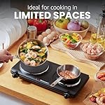 Elite Gourmet EDB-302BF# Countertop Double Cast Iron Burner, 1500 Watts Electric Hot Plate, Temperature Controls, Power Indicator Lights, Easy to Clean, Black - Image 5