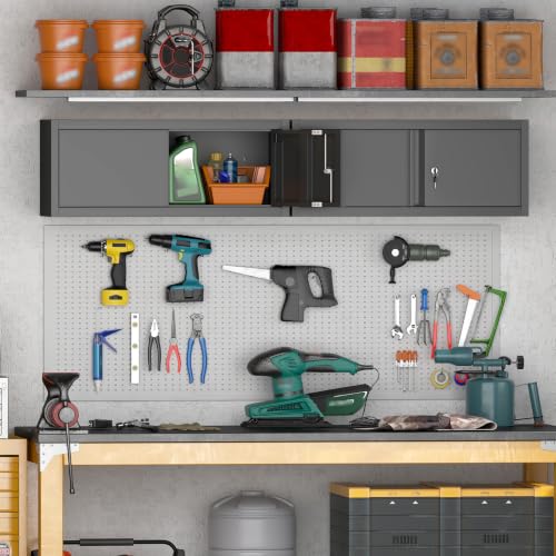 Metal-Garage-Wall-Cabinets13-H-Garage-Storage-Cabinet-Wall-MountedFloating-Storage-Organization-with-DoorsLocking-Hanging-Cabinet-for-RVHome-OfficeWarehouseBlack