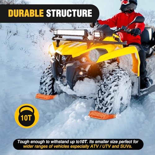 Image of Nilight Recovery Offroad Traction Boards Mini Short Emergency Tire Tracks Mats For 4WD 4X4 ATV UTV on Mud Sand Snow (2PCS Orange)