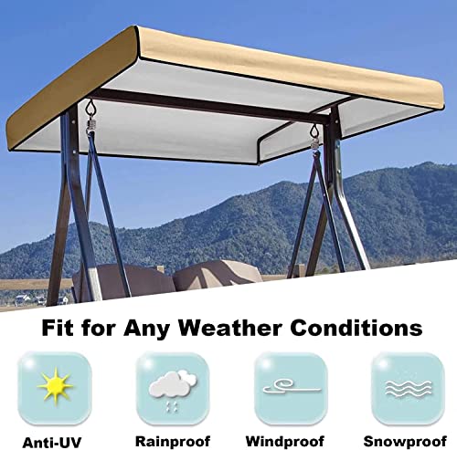 600D Swing Canopy Replacement Waterproof Swing Top Cover Canopy Replacement Garden Patio Porch Yard Outdoor For Traditional 2/3 Person Swing(Top Cover Only) (Color : Brown, Size : 84X48X9Inch) #TOP1