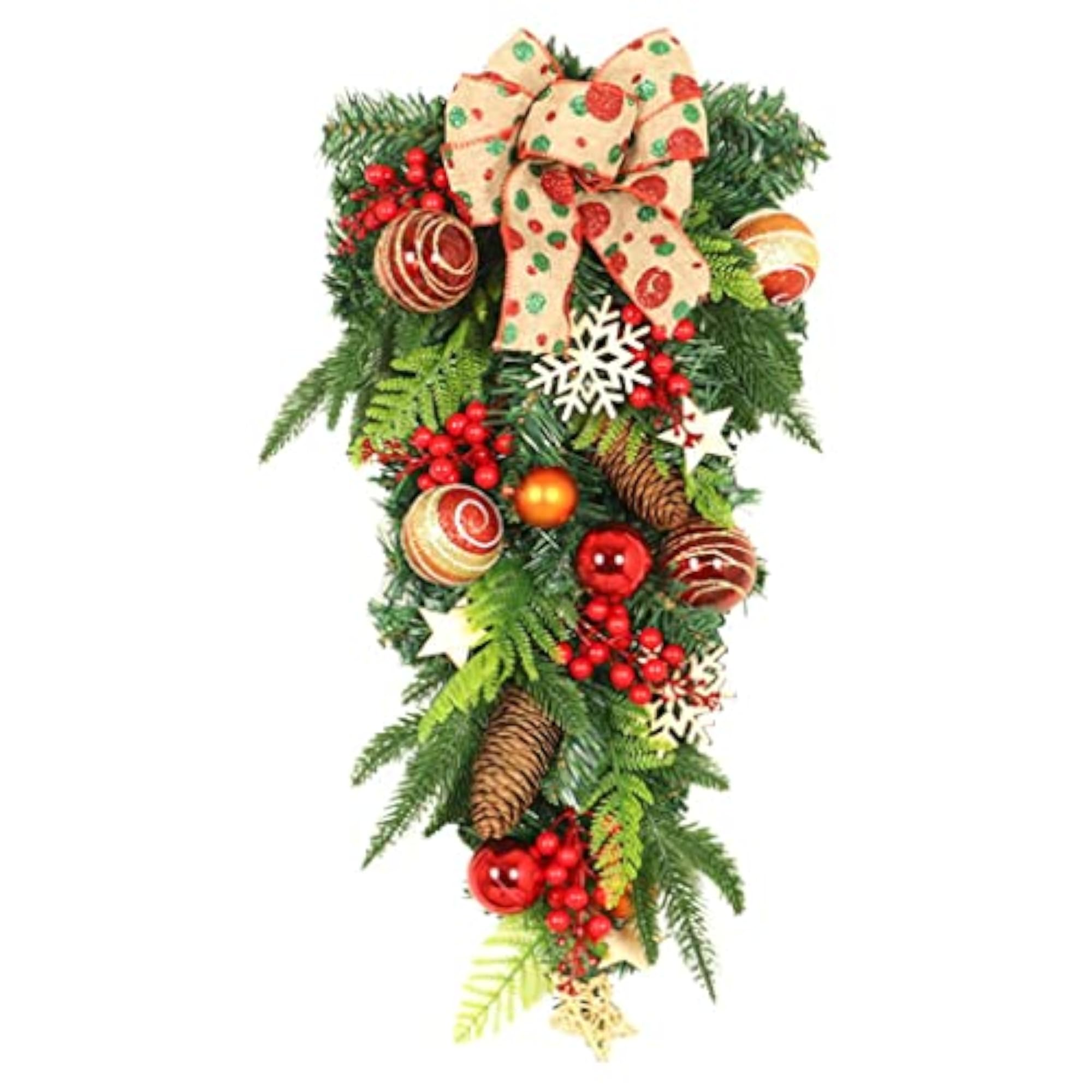 Christmas Teardrop Swag Wall Hanging Bowknot Wreath