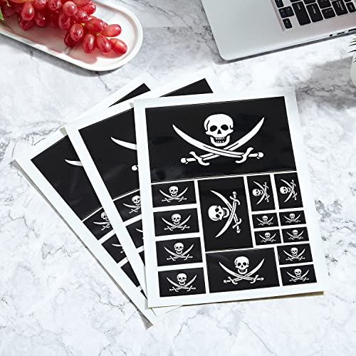 Image of CANTENDO 3 Pack Pirate Jack Rackham Flag Decal - Pirate Jack Rackham Flags Reflective Vinyl Car Stickers - for Car Window Bumper Waterproof Sticker (12 x 8.5 Inch)
