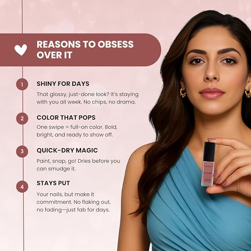 Image of Ellement Co Baesic Nail Polish 10ml | Dusty Rose Nude Shade | Glossy Gel Finish | Rich Pigmentation | Quick Drying | Long Lasting | Chip Resistant | Vegan & Cruelty Free | Nail Lacquer for Women
