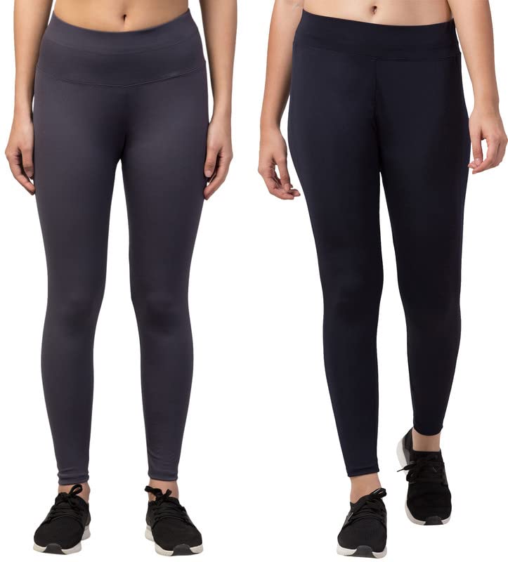 Image of BLUECON Gym wear Leggings Ankle Length Workout Pants | Stretchable Tights | Mid Waist Sports Fitness Yoga Track Pants for Girls & Women (Pack of 2)