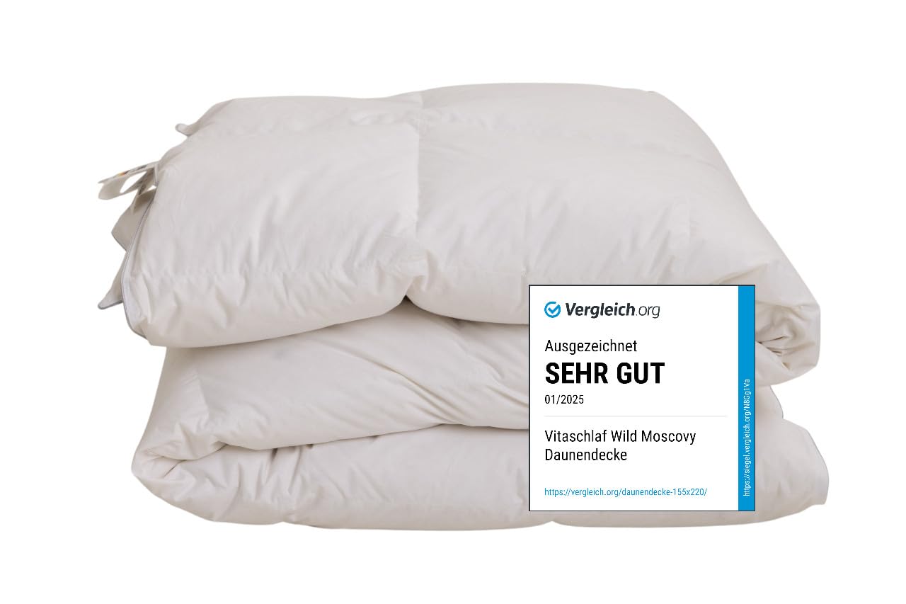 Vitaschlaf® TESTSIEGER Moscovy® W6 EXTRA WARM 90% Premium Bettdecke Made in Germany Since 1947 135 x 200 cm